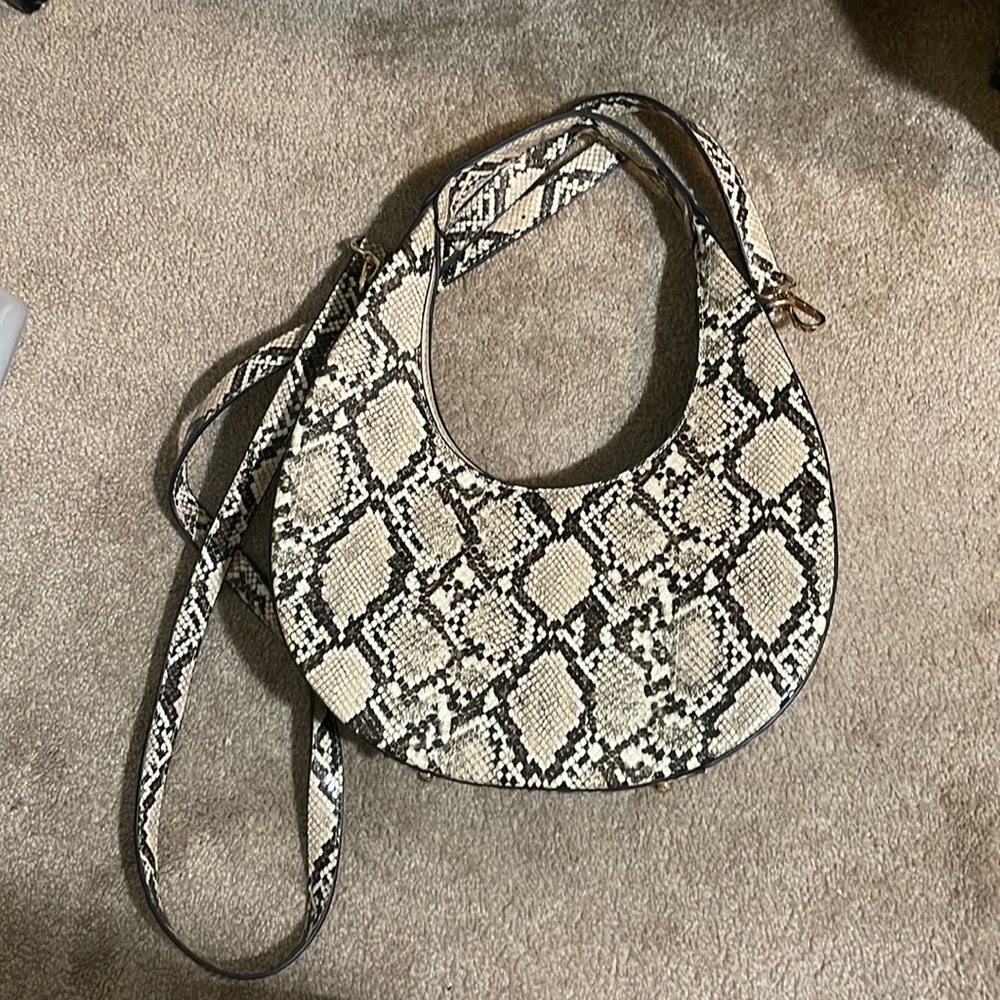 Snake print mini moon purse